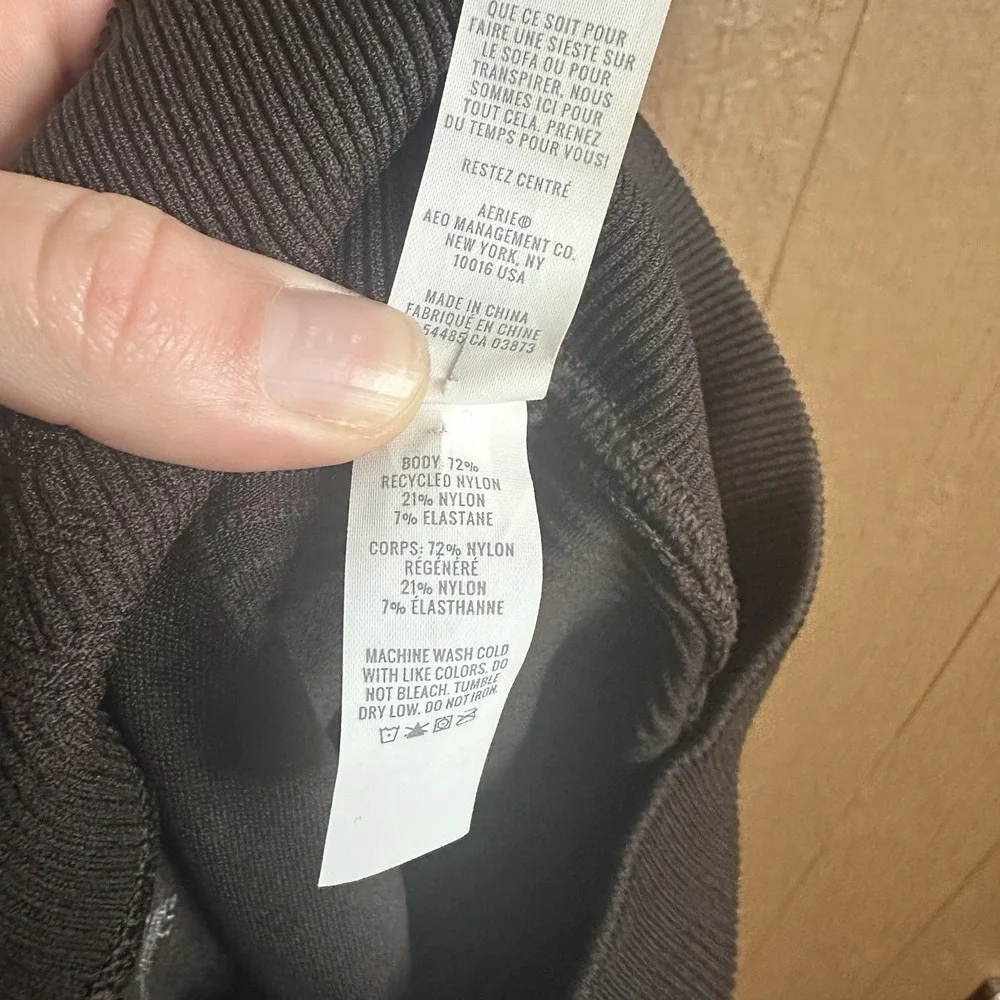 Offline By Aerie Brown Compression Leggings Sz L Ribbed Athletic Gym Loungewear - Picture 6 of 6